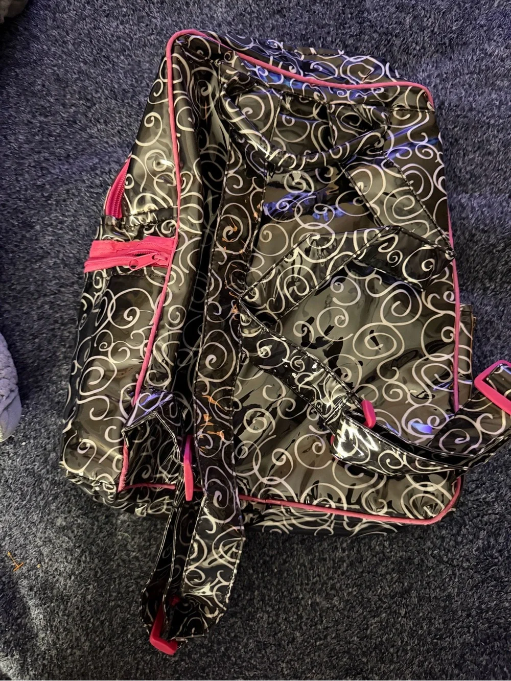 Kids Black Swirl Backpack with Pink Trim